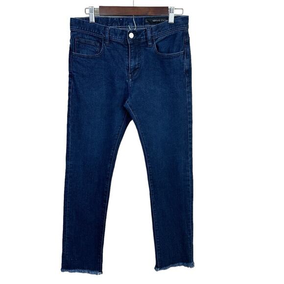 ARMANI EXCHANGE J13 Slim Men’s Jeans Size 30 Dark Wash Fringes on the Ankle - Picture 1 of 13